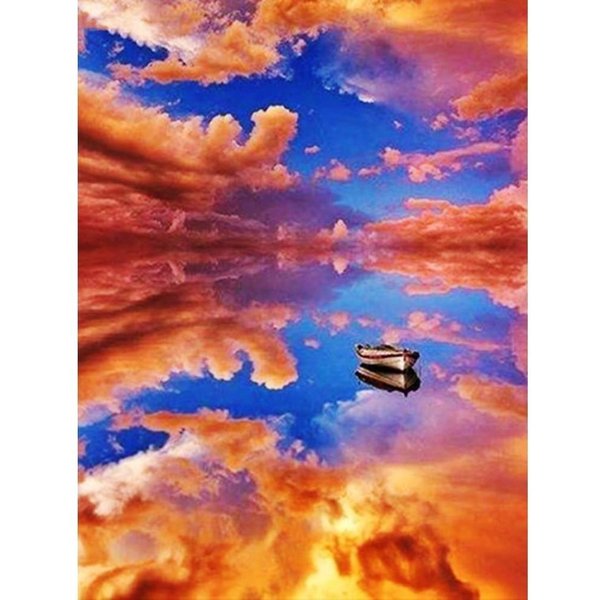 Diamante Bordado Mar 3D Redondo Diamante Pintura Fuego Nube Punto De Cruz Redondo Taladro Completo 20X30CM-image
