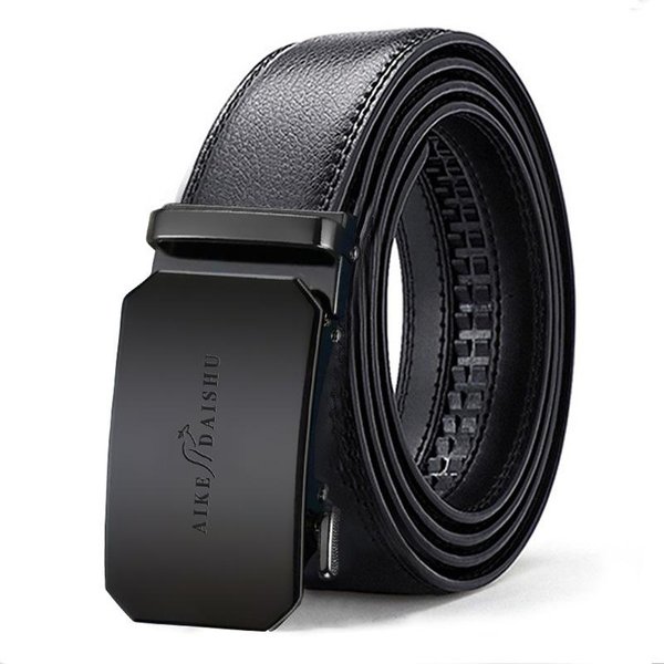 Nuevo CinturóN De Hombre De Cuero Vacuno Con Hebilla AutomáTica CinturóN VersáTil Business Casual Para JóVenes Y Mediana Edad Hombres 130Cm Black-image
