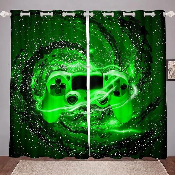 Gamingowe ZasłOny Draperie Dla ChłOpca Sypialnia Dekoracje Okienne Nastolatki Dekoracje Gamingowe ZasłOny Okienne Cortinas Okienne 2 Sztuki W50Xh130(Cm)X2Pcs&Grommet Top-image