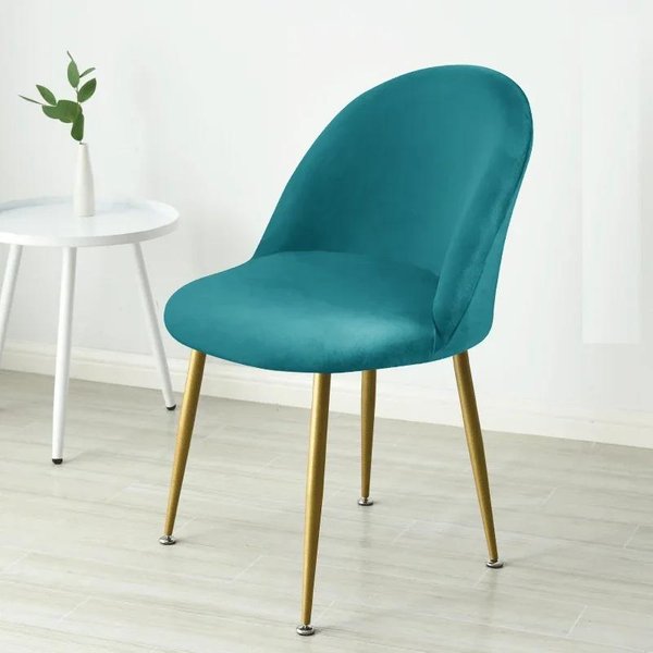 Pokrowiec Na KrzesłO Typu Kaczorek Z Aksamitu Super MięKki Zakrzywiony Pokrowiec Na KrzesłO Jadalne Niskie Oparcie Elastyczne Pokrowce Na Siedzisko Do Kuchni El Dekor 1 Szt. 1Pc Chair Cover-image