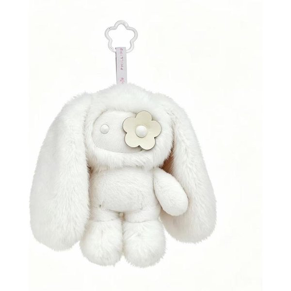 Adorable Peluche Juju Lindo Conejo De Orejas Largas Llavero Lindo Conejo Con Ojos De Flor Amuletos Para Mochila Llavero Colgante Regalo De CumpleañOs-image