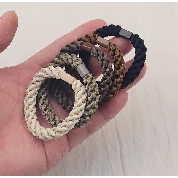 Eleganckie Pogrubione Gumki Do WłOsóW Warkoczowe Elastyczne PęTelki Do WłOsóW AntypośLizgowe Uchwyty Do KucykóW Dla Kobiet I Codziennego UżYtku 5PCS Black-image