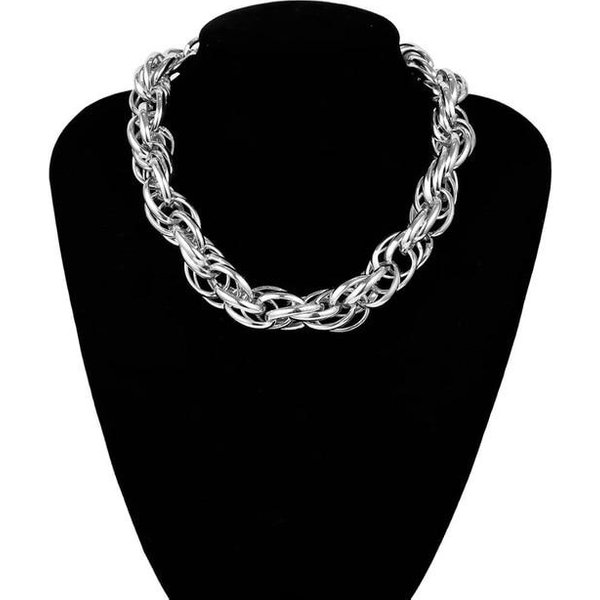 Wysokiej JakośCi Punk Lock Choker Naszyjnik Wisiorek Kobiety KołNierz OśWiadczenie Marka ZłOty Kolor Masywny Gruby łAńCuszek Naszyjnik Steampunk MężCzyźNi Gray-image
