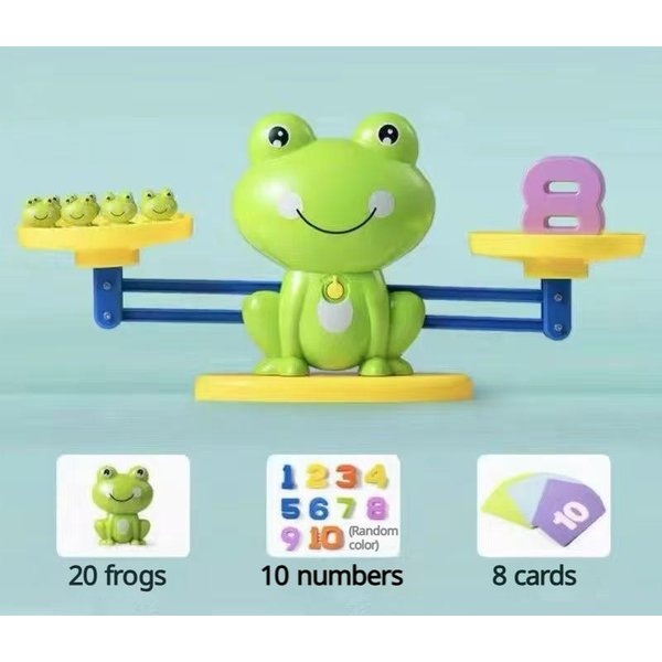 Balanza MatemáTica De Rana Juguete Educativo Para NiñOs Aprendizaje De NúMeros Y Conteo Juguete Interactivo Montessori Para Edades 3-6-image