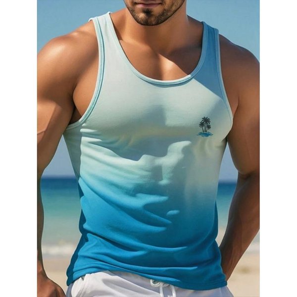 2026Nueva Camiseta Sin Mangas Casual De Verano Para Hombre Estilo Hawaiano Moda Masculina Camiseta Sin Mangas De Cuello Redondo Para Exteriores Playa Camiseta Sin Mangas Para Hombre 3XL Brown-image