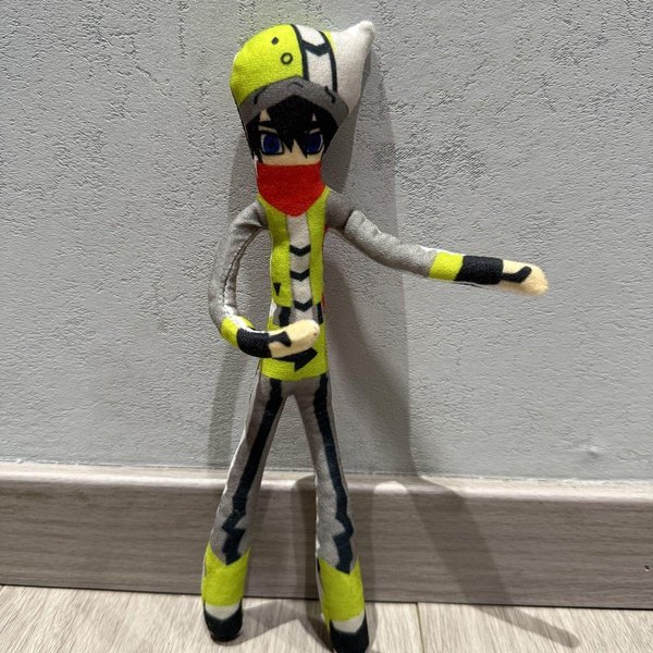 RęCznie Robiona Pluszowa Lalka Postaci Z Aotu World Czerwone Oko Czerwone WłOsy Anime Pozowalna Figurka Ze Szkieletem Z Drutu Cosplay Kolekcjonerska 28Cm-image