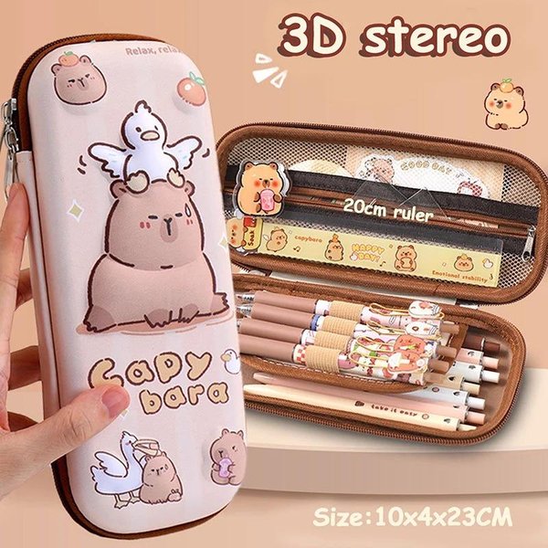 3D Stereoskopowy Uroczy KreskóWkowy Kapibara DużA Pojemność PióRnik Wielofunkcyjny Etui Na DłUgopisy ArtykułY Papiernicze Uczniowie ArtykułY Szkolne-image