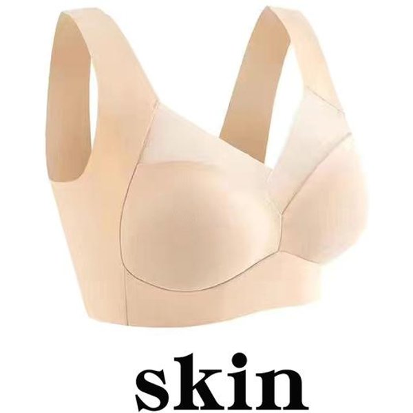Seksowny Top Biustonosz Bezszwowy Plus Rozmiar Biustonosze Bez PlecóW Push Up Kobiety Bezprzewodowy Biustonosz Bielizna Damska Sportowy Biustonosz Bez Fiszbin Bez Ramki 4Xl(80-90Kg) BeżOwy-image