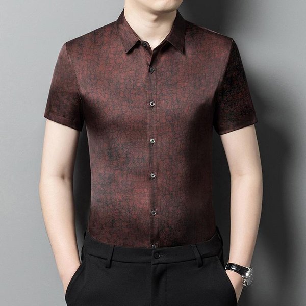 Camisa De Manga Corta De Verano Para Hombre, Nueva Camisa De Moda Para Hombres JóVenes Y De Mediana Edad, Camisa Casual De Media Manga Para Papá De Negocios 4XL Gray-image