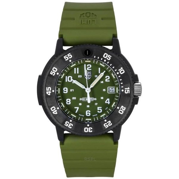 Luminox Original Navy Seal Correa De Caucho Esfera Verde Cuarzo Diver's XS.3013.EVO.S 200M Reloj Para Hombre Verde-image