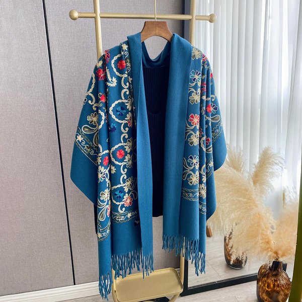 Bufanda De Cachemira Bordada De Invierno De Lujo Para Mujer DiseñO CáLido Pashmina Manta Poncho Bufandas Chal Femenino Foulard Grueso Bufanda Gray-image