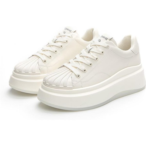 Zapatos PequeñOs Blancos De Concha De Cuero Para Mujer Invierno Nuevo Suela Gruesa MáS Terciopelo VersáTiles Casuales Deportivos 40 White-image