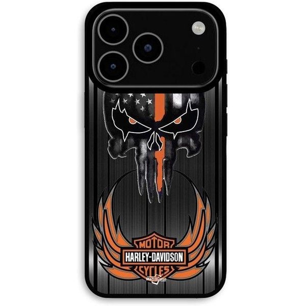 Funda Para Iphone 17 Pro Harley Davidson Calavera Fondo Gris Maniacase Negro-image