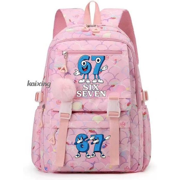 Mochila Con Estampado Steal A Brainrot 67 Seis Siete Ligera Con Compartimentos Ajustables Uso Para Volver A La Escuela Y Viajes Diarios-image