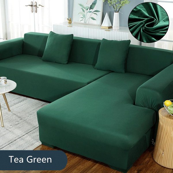 Fundas De Sofá Grises Para Sala De Estar EláSticas Color SóLido Funda De Sofá De Esquina En Forma De L Chaise Longue Fundas Protector De Silla 1PC M (Af-145-185Cm)1Pc-image