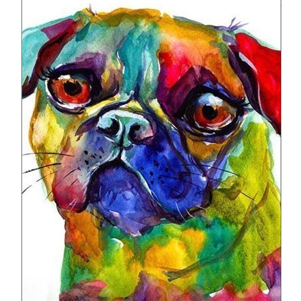 Pintura De Diamantes DIY Perro Animales Bordado Pintura De Diamantes Redonda Completa Punto De Cruz 20X30CM-image