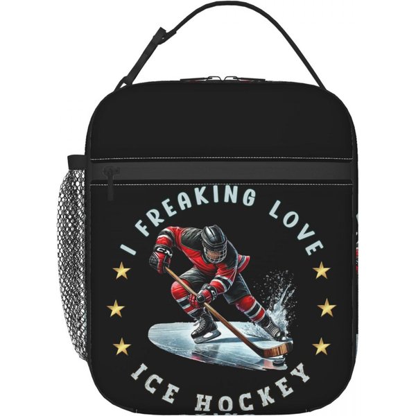Uwielbiam Hokej Na Lodzie Izolowana Torba Na Lunch Dla Kobiet Dzieci Szczelne Pojemniki Na żYwność Termiczny Lunchbox Torba One Size-image