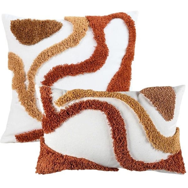 Kupteraz 1 Szt. Puszysta Poszewka Na Poduszkę Z Geometrycznym Paskiem Styl Boho PokóJ Dzienny Pokrowiec Na Poduszkę Sofa WystróJ Domu Sypialnia 45X45Cm Poszewka 45X45Cm-image