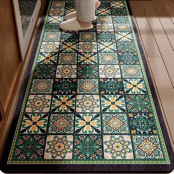 Dywanik Kuchenny AntypośLizgowy Wodoodporny Mata PodłOgowa DłUgi SkóRa PVC Odporny Na Olej Plamy Dywan Styl Vintage Dekoracja Domu Dywaniki 1Pc 40X120Cm-image