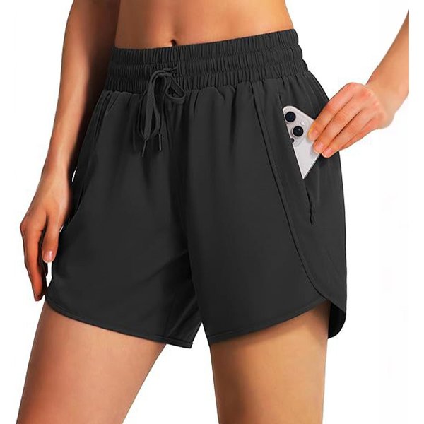 Pantalones Cortos Deportivos Para Correr Para Mujer, Pantalones Cortos De Secado RáPido Con Bolsillos Con Cremallera M-image
