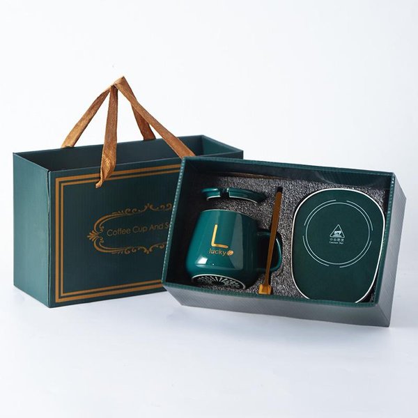 Caja De Regalo Taza Calentadora De CeráMica Negocios Oficina Y Hogar Calentamiento De Leche Caliente Taza De Café Agua Hirviendo Taza De Temperatura Constante 301-400Ml-image