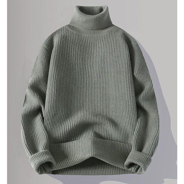 MęSki Gruby Sweter Z Wysokim KołNierzem - Modny Jesienno-Zimowy GłAdki Sweter Bazowy 2XL-image