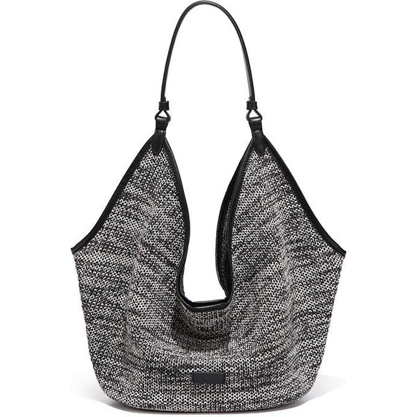 Torba PlażOwa, SłOmkowa Pleciona Torba Damska, Retro Torebka Na Ramię, Torebka Tote O DużEj PojemnośCi W Swobodnym Stylu Gray-image