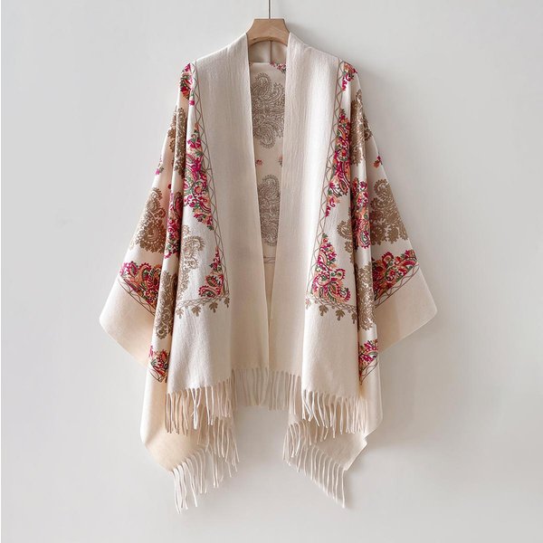 Zimowy CiepłY Kaszmirowy Szalik Damski Haftowana Pashima Koc Gruba Chusta Okrycie Zawięź Na Szyję Moda Bufanda Echarpe Poncho-image