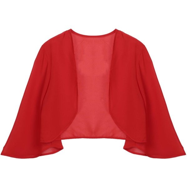 Chaqueta De Gasa De Manga 3/4 Para Mujer, Chaqueta Bolero, Para Boda, Fiesta, Vestido De Novia, Chales S Rojo-image