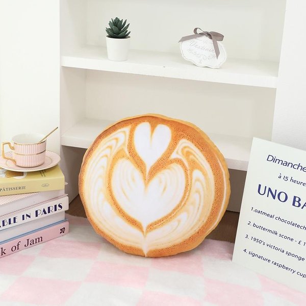 Symulowana Pluszowa Lalka Jedzenie Poduszka Z Kawą Latte Art BrąZowa Kawa MięKka Pluszowa Wypchana Poduszka WystróJ Sypialni Sofy Prezent Urodzinowy 36Cm-image