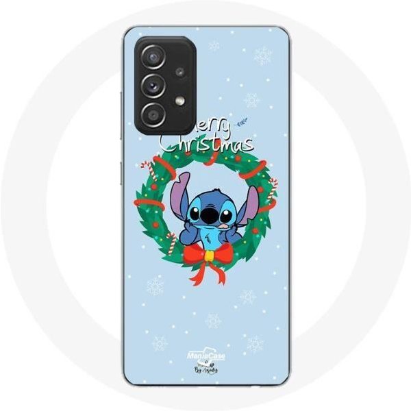 Funda Para Samsung Galaxy A52 Stitch Nieve Feliz Navidad Azul-image