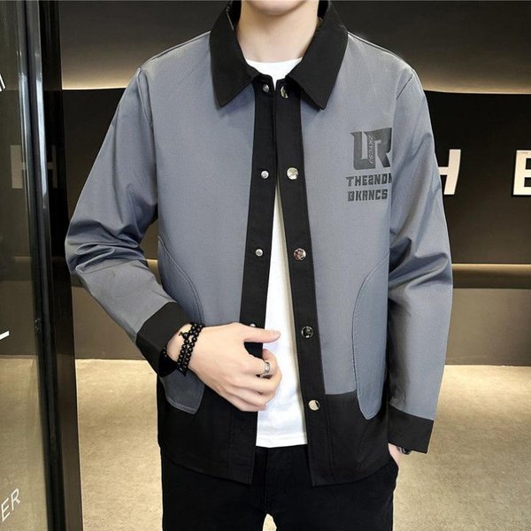 Chaquetas Para Hombre Primavera Y OtoñO Estilo Nuevo Chaquetas Con Cuello De Traje Estilo Coreano Tendencia Chaquetas Con Solapa Tops Casuales 4XL Gray-image