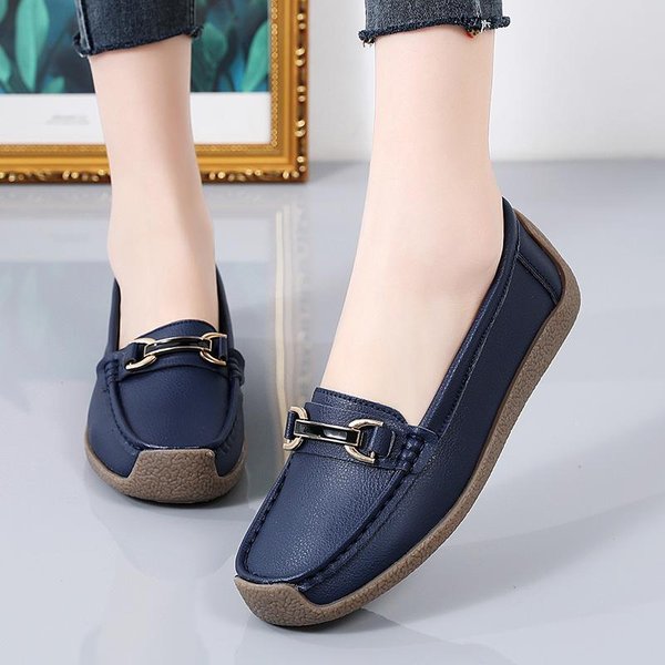 Oryginalne SkóRzane Damskie PłAskie Buty Damskie Codzienne Buty Luksusowe Mokasyny Damskie Wsuwane Buty żEglarskie Mokasyny DużE Rozmiary 35-44 42 White-image
