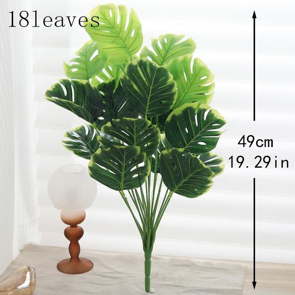 1- 18 Ramas Plantas Artificiales Monstera ÁRbol De Palma Falso Hojas De Tortuga De PláStico Plantas Verdes Altas Para DecoracióN De Hogar JardíN HabitacióN Black-image