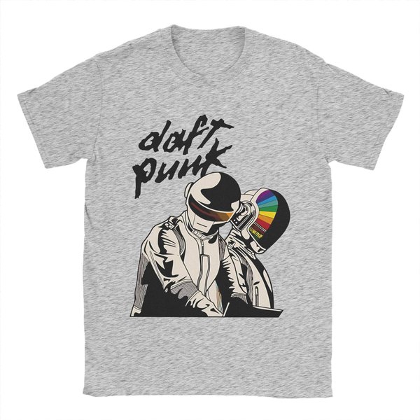 Camiseta De MúSica Daft Punk Verano Harajuku Camisetas Pareja AlgodóN Cuello Redondo Ropa Oversize Manga Corta Ropa De Calle Tops L-image