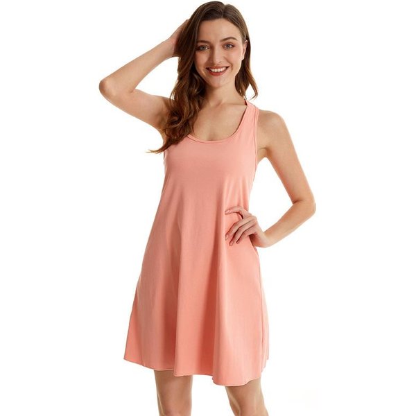 CamisóN Nuevo De AlgodóN EláStico Para Mujer, Pijama De Talla Grande, Chaleco, Falda Que Se Puede Usar Fuera De Casa, Ropa De Dormir M Color Rosa-image