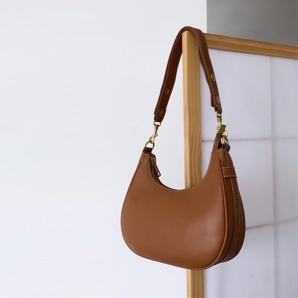 Bolsos De Mano De Moda Retro Para Dumplings, Bolsos De Axila, Bolsos De Nicho De Media Luna, Bolsos De Hombro úNico Cruzados Elegantes Y VersáTiles MarróN-image