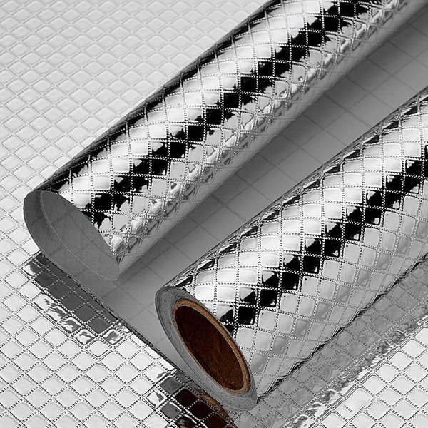 3M/5M/10M Kuchnia Olejoodporne Naklejki Samoprzylepne Przeciwporostowa Wysokotemperaturowa Folia Aluminiowa Kuchenka Gazowa Szafka Tapeta Kontaktowa 40Cm*3M-image
