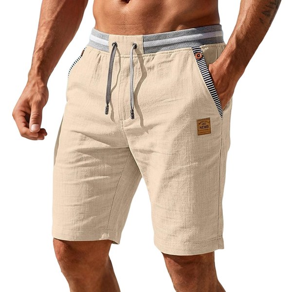 Pantalones Cortos Casuales Para Hombre Pantalones Cortos Deportivos Para Exteriores Con Cintura EláStica Para Hombre M Caqui-image
