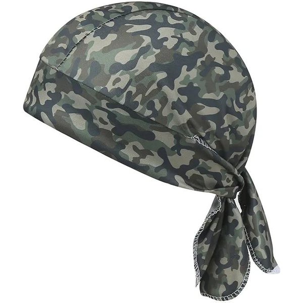 KamuflażOwa Opaska Bandana Chustka Na GłOwę MężCzyzna Piracki Kapelusz Kaptur Rowerowy Ochrona Przed SłOńCem Sportowa OddychająCa Drukowana Chustka Gray-image