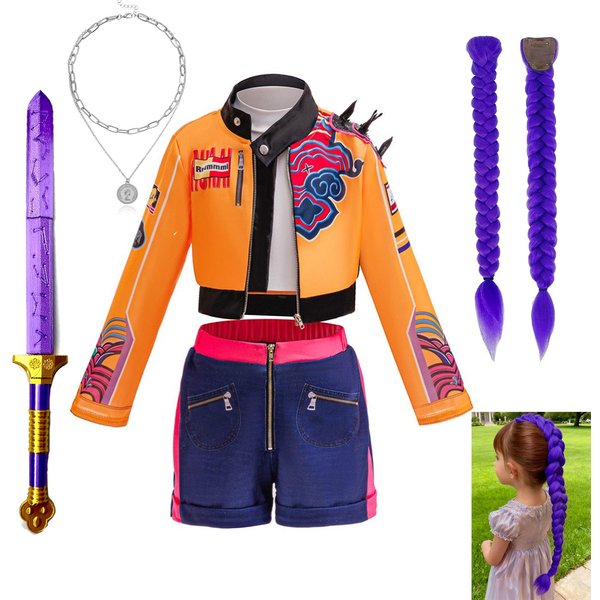 Cazadores De K-Pop Cosplay Rumi Cantante Hunt'trix Disfraces Para NiñAs Fiesta Infantil Carnaval Size120(110-120Cm) Orange-image