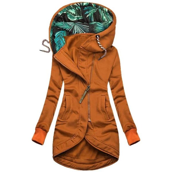 Chaquetas Y Abrigos De Manga Larga Casuales Vintage De Color SóLido Con Estampado Para Mujer Hnxc OtoñO Invierno XXL Orange-image