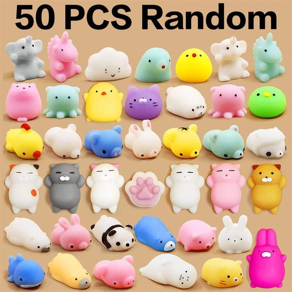 50-5 Uds Mochi Squishies Kawaii Anima Squishy Juguetes Para NiñOs Bola AntiestréS Apretar Fiesta Favores Alivio Del EstréS Juguetes Para CumpleañOs White-image