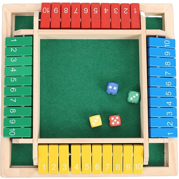 Juego Shut The Box Tablero De Madera Y 8 Dados Juego De MatemáTicas De Escritorio Para 2 4 Jugadores ReunióN Familiar De Viaje-image