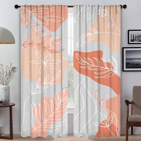 Estilo Conciso Plantas ParticióN Cortinas De Cocina 2 Piezas Cortinas Para Interior Del Hogar Para Sala De Estar DecoracióN De Halloween Estores W50Xh70Cmx2Pcs-Cl-image