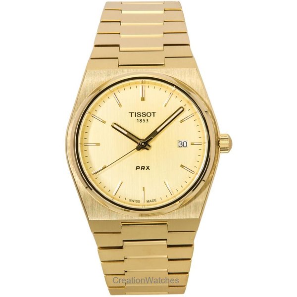 Tissot PRX Acero Inoxidable Dorado Esfera Champagne Cuarzo T137.410.33.021.00 100M Reloj Para Hombre Champagne-image