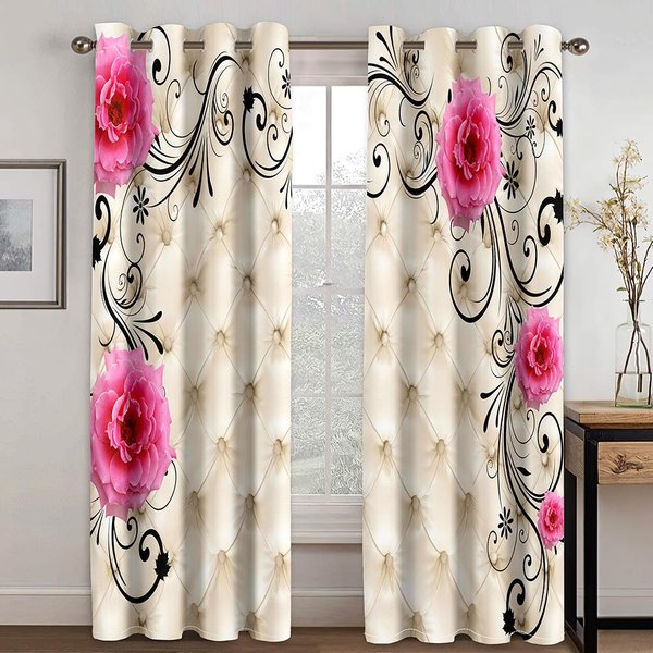Drzewo Sylwetka Abstrakcyjny KrąG Kwiatokno ZasłOny ŻAluzje Do Salonu Sypialnia ŁAzienka Kuchnia Biuro Drzwi WystróJ Domu2Szt W65X60H(Cm)X2Pcs&Grommet Top White-image