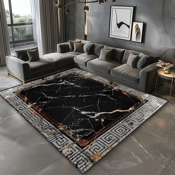 Czarny Marmur Dywan Salon Luksusowa Dekoracja Domowa Sofa Zmywalne DużE Dywany 200X300 Sypialnia AntypośLizgowe KróTkie Aksamitne Maty PodłOgowe 60*90Cm-image