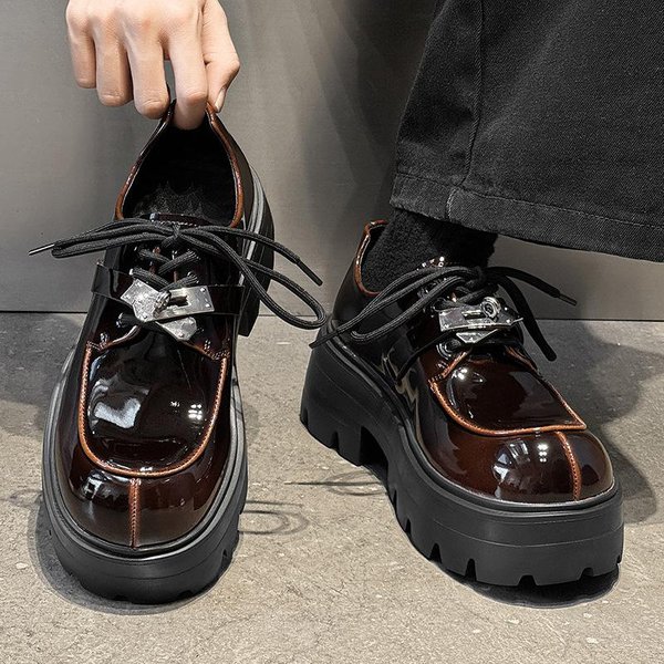 Wysokiej JakośCi MęSkie Trampki I Buty Codzienne Brytyjskie Derby Z DużYm Noskiem Buty Robocze MęSkie Eleganckie Buty Biznesowe Zapatos Hombre 43 BrąZowy-image