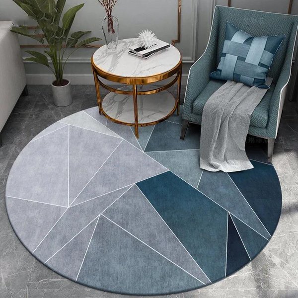 Lekki Luksus Geometryczny OkrąGłY Dywan Z KryształOwego Aksamitu Dekoracja Domu AntypośLizgowy Mata PodłOgowa Pod KrzesłO Biurowe Komputerowe Do Gier 90X90Cm-image